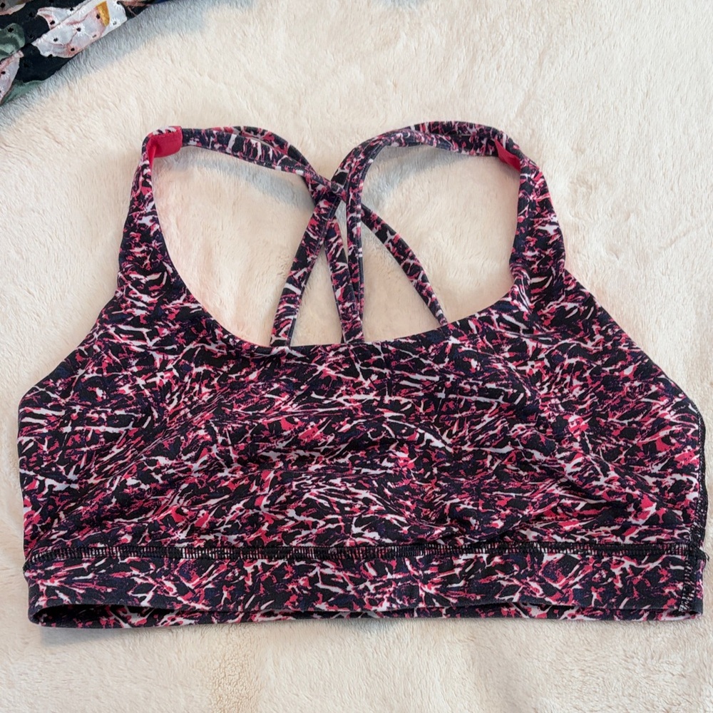 Lululemon Athletica Pink and Black Sports Bra